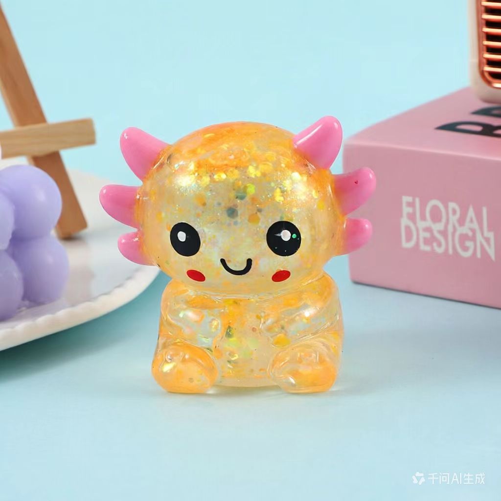 Sequin Axolotl Slow Rebound Stress Relief Toy