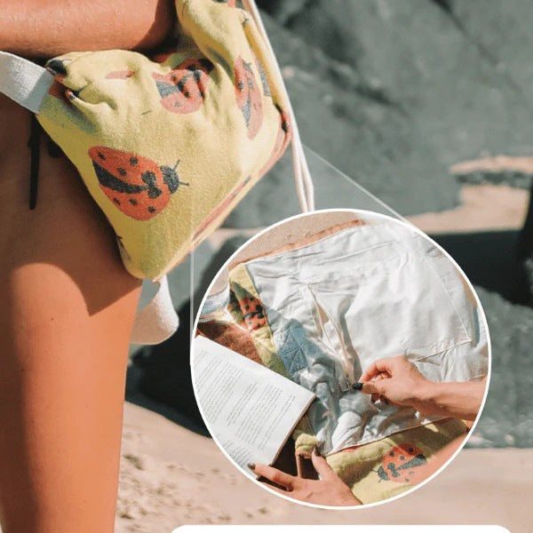 Cross-Border Bestseller Seashells Towel Bag, Two-In-One Convertible Beach Towel Bag