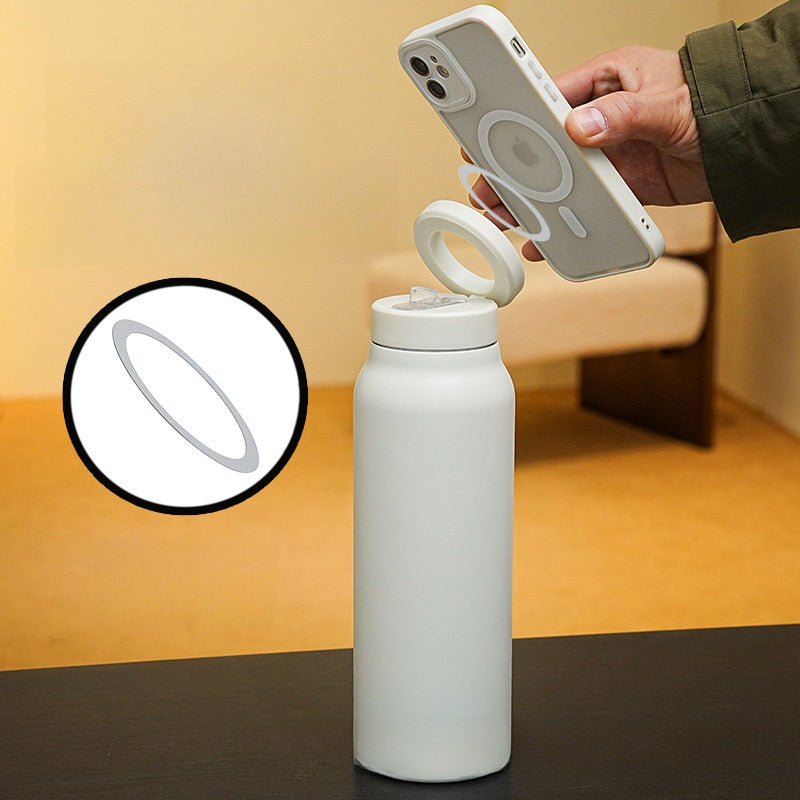 Magnetic Insulated Water Bottle with Phone Holder