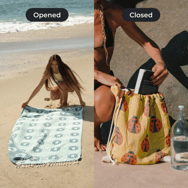Cross-Border Bestseller Seashells Towel Bag, Two-In-One Convertible Beach Towel Bag