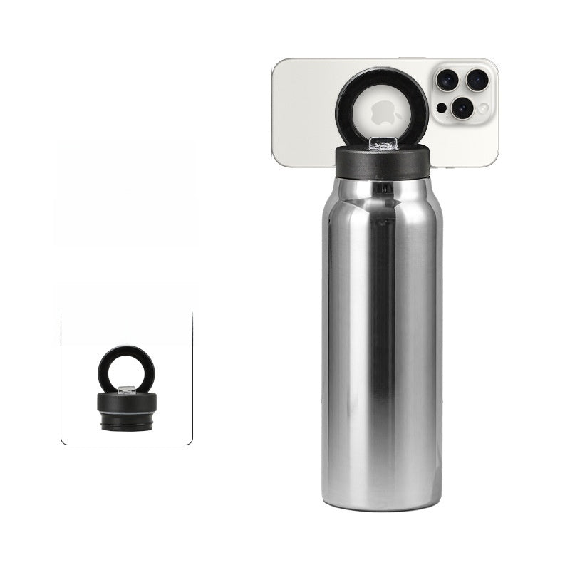 Magnetic Insulated Water Bottle with Phone Holder