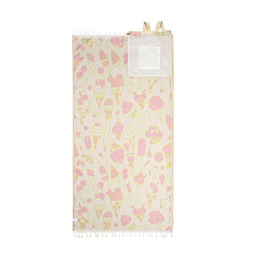 Cross-Border Bestseller Seashells Towel Bag, Two-In-One Convertible Beach Towel Bag