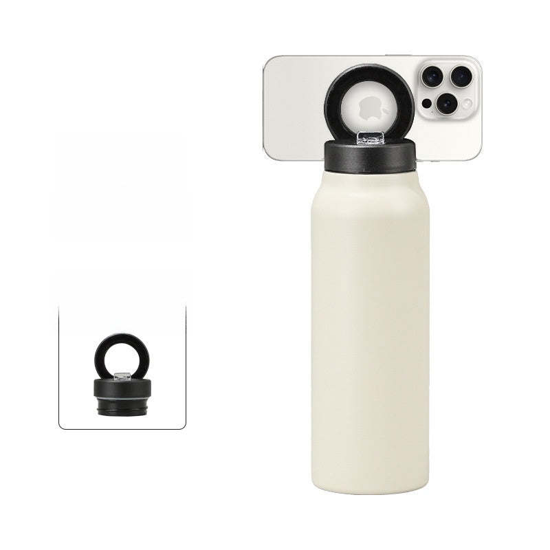 Magnetic Insulated Water Bottle with Phone Holder