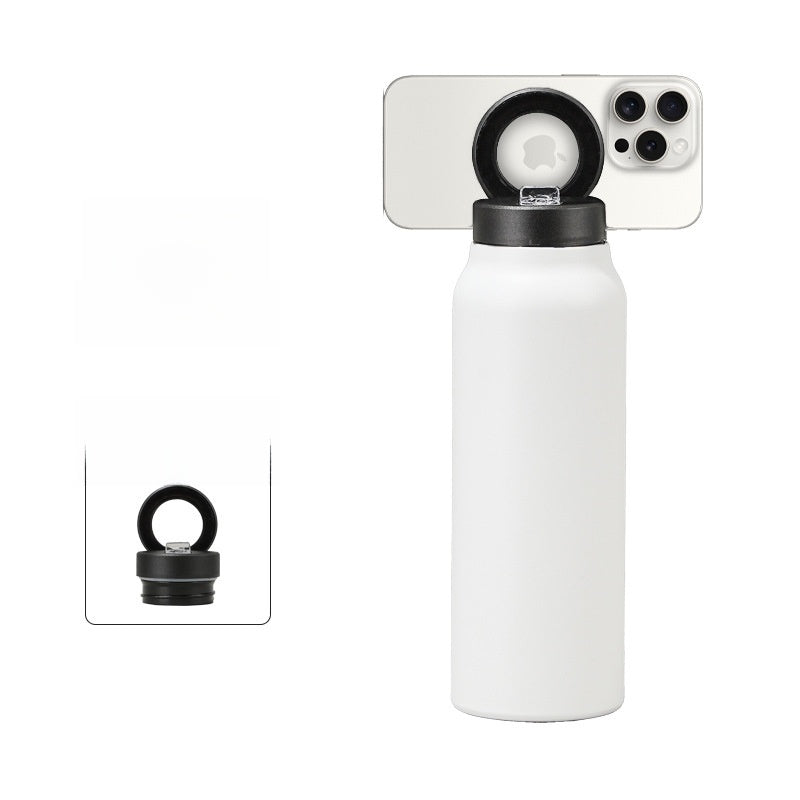 Magnetic Insulated Water Bottle with Phone Holder